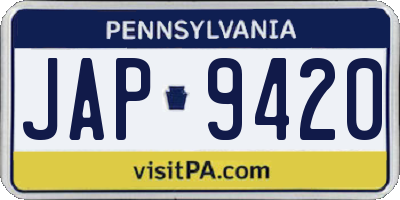 PA license plate JAP9420