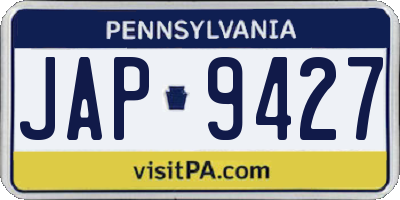 PA license plate JAP9427