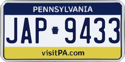 PA license plate JAP9433