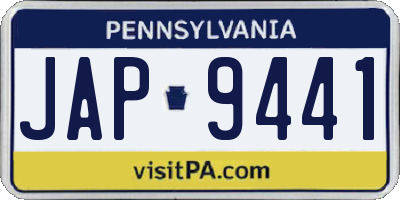 PA license plate JAP9441