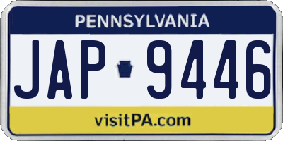 PA license plate JAP9446