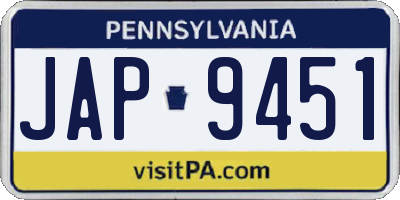 PA license plate JAP9451