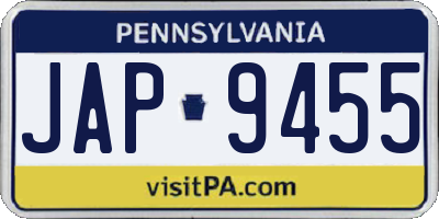 PA license plate JAP9455