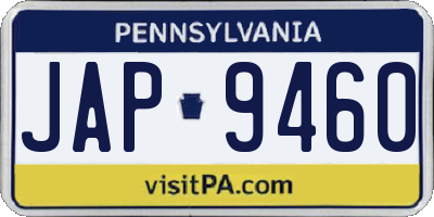 PA license plate JAP9460