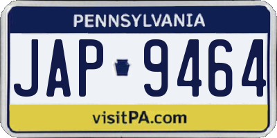 PA license plate JAP9464