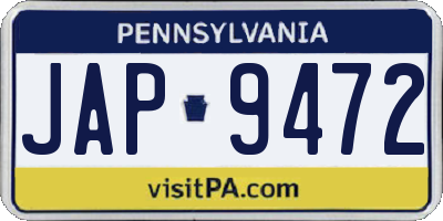 PA license plate JAP9472