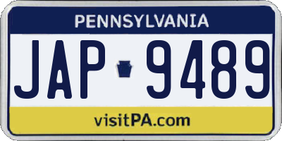 PA license plate JAP9489