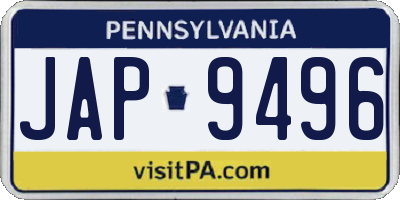 PA license plate JAP9496