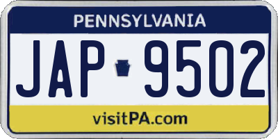 PA license plate JAP9502