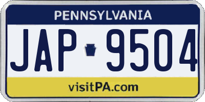 PA license plate JAP9504