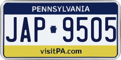 PA license plate JAP9505