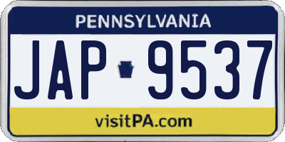 PA license plate JAP9537