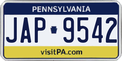 PA license plate JAP9542