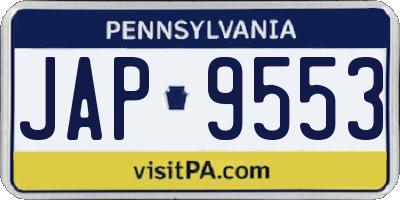 PA license plate JAP9553