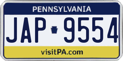 PA license plate JAP9554