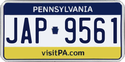 PA license plate JAP9561