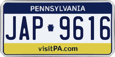 PA license plate JAP9616