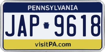 PA license plate JAP9618