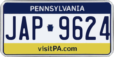PA license plate JAP9624