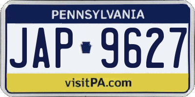PA license plate JAP9627