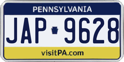 PA license plate JAP9628