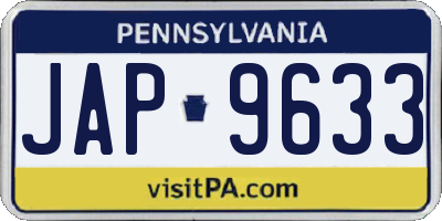 PA license plate JAP9633