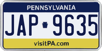 PA license plate JAP9635