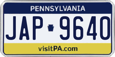 PA license plate JAP9640