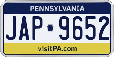 PA license plate JAP9652