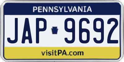 PA license plate JAP9692