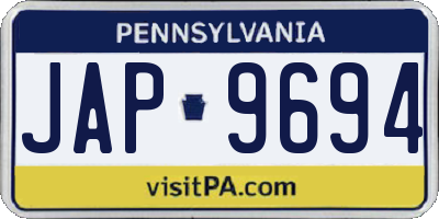 PA license plate JAP9694