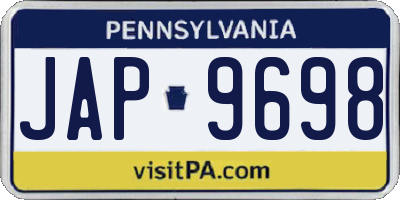 PA license plate JAP9698