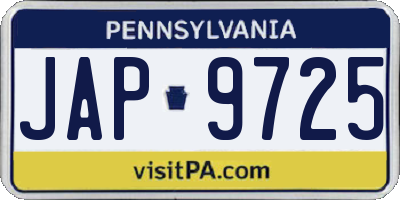 PA license plate JAP9725