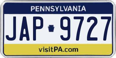 PA license plate JAP9727