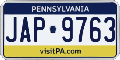 PA license plate JAP9763