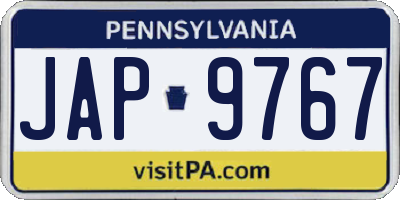 PA license plate JAP9767