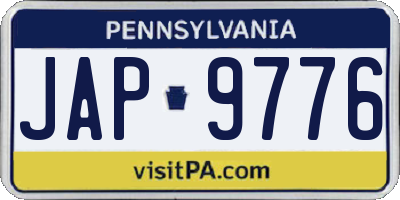 PA license plate JAP9776