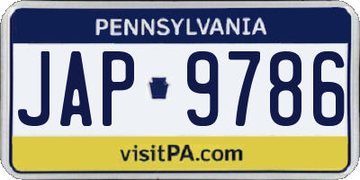 PA license plate JAP9786