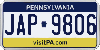 PA license plate JAP9806