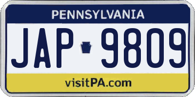 PA license plate JAP9809