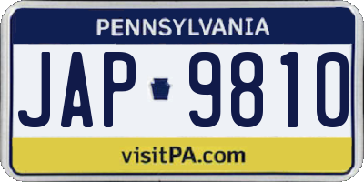 PA license plate JAP9810