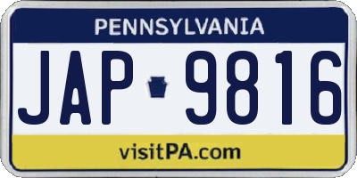 PA license plate JAP9816