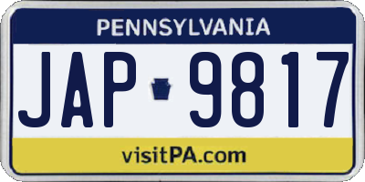 PA license plate JAP9817