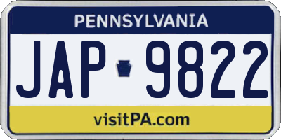 PA license plate JAP9822