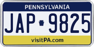 PA license plate JAP9825