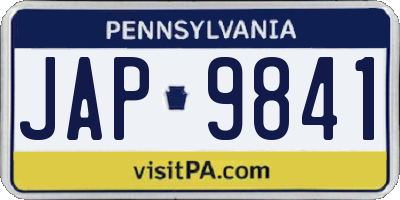 PA license plate JAP9841
