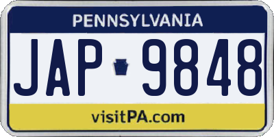 PA license plate JAP9848