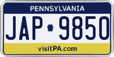 PA license plate JAP9850