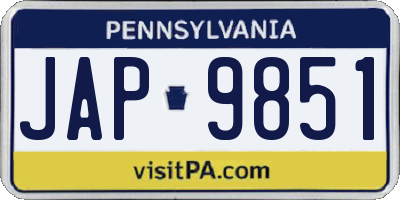 PA license plate JAP9851