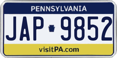 PA license plate JAP9852